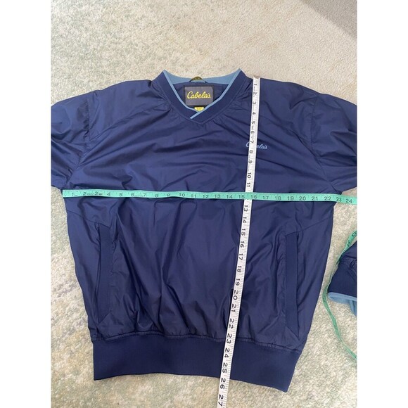 SET (2) Cabelas V-neck Pullover Men's Medium Blue Tan Windbreaker Golf Outdoor - Picture 12 of 14